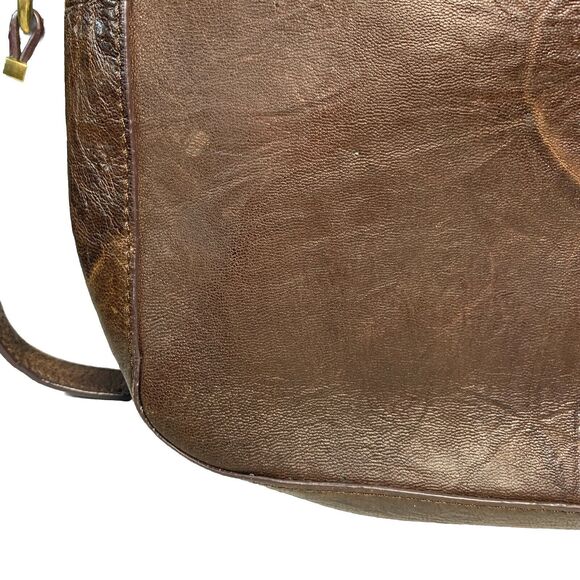 orYANY Brown Leather Pushlock Briefcase Messenger Crossbody Bag - Picture 9 of 16